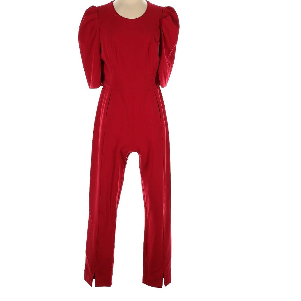 Black Halo Russo Preppy Edgy Academia Red Puff 3/4 Sleeves Pockets Jumpsuit Sz10 - Picture 4 of 7